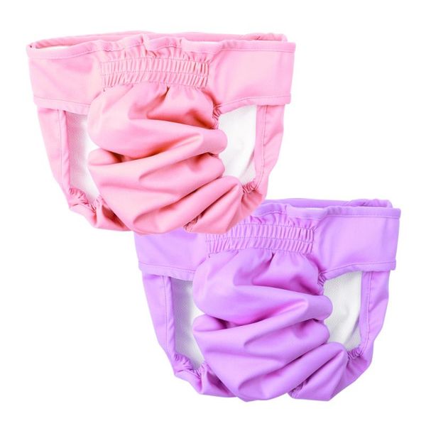 

dog apparel popetpop 2pcs diaper puppy diapers pants wraps doggy panty pet underwear physiological sanitary shorts (pink, violet) -