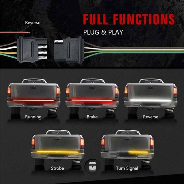 

60" tailgate led strip bar sbrake turn signal tail light for f150 emergency lights