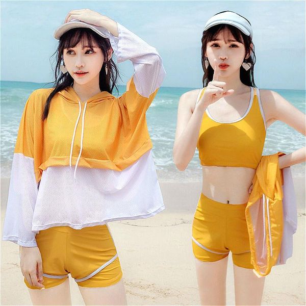 

swimming for women split swimsuit sportswear three piece suit type boxer shorts conservativ beach wear female spring two-piece suits