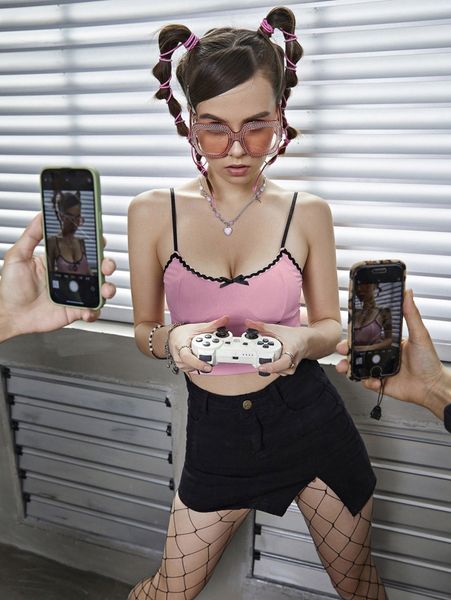 

contrast binding rib knit cami 04zf#, White