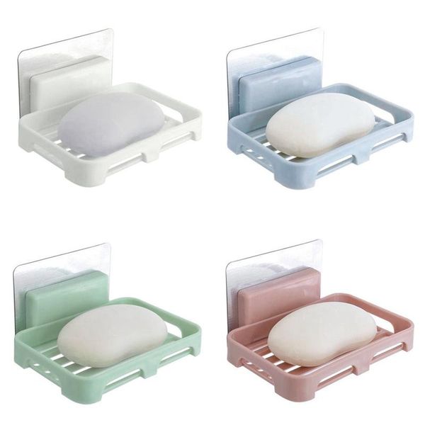 

soap dishes punch-seamless drain stand bath shower gel shampoo organizer wall-mounted box holder home bathroom dish