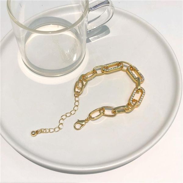 

link, chain luxury crystal link bangle bracelet for women korean fashion double layer bracelets girlfriends simple hand wrist jewelry, Black