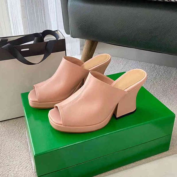 

80% off store online 2021 summer thick high heel slippers women real leather peep toe platform sandals fashion beach leisure shoes vacation, Black