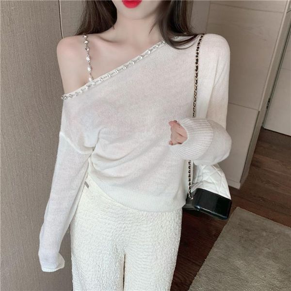 

women's two piece pants eleagnt 2 pieces suit women spring autumn sweater high waist wide leg sets fashion white knitted suits