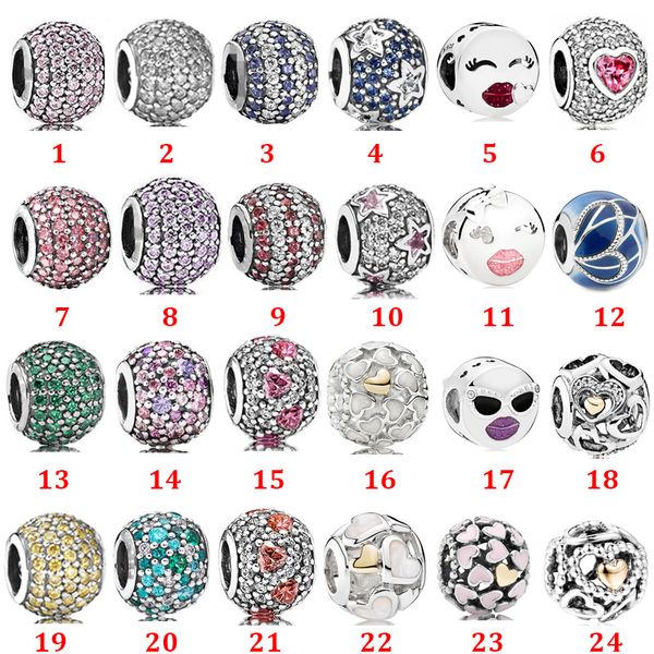 925 Sterling Silver Pingente Quatro Leaf Trevo Série Hollow Galáxia Coração Hollow Grânulos Fit Pandora Encantos Pulseira Colar Mulheres Moda Jóias Presente