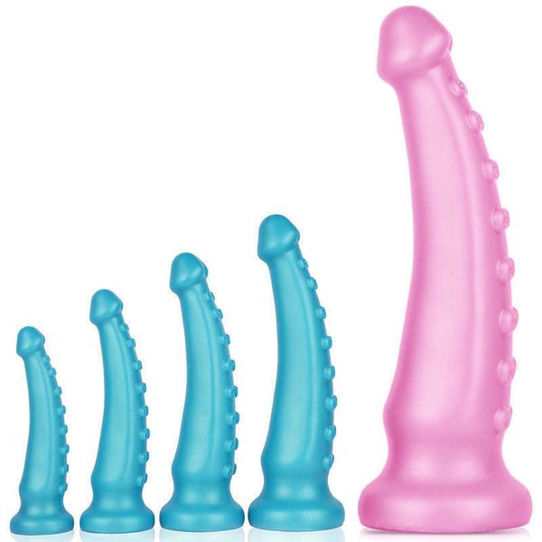 Líquido Silicone Tentáculo Anal Dildo Super Macio Butt Butt Plug Anus Vagina Expansão Prostato Massager Sexo Brinquedos Para As Mulheres Homens Casais X0503