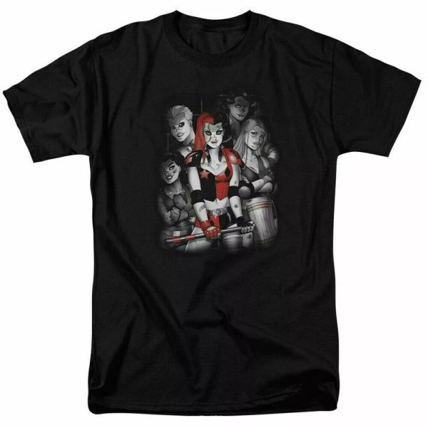 

harley quinn bad girls t shirt licensed comic book tee black, White;black