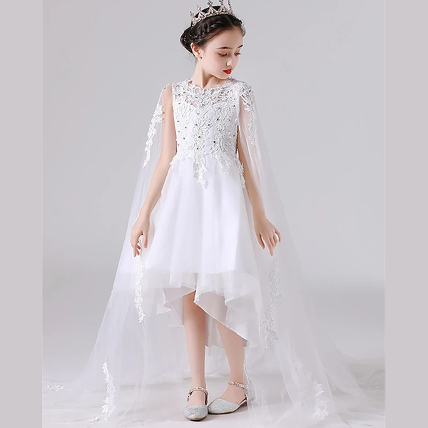 

girl's dresses princess asymmetrical flower girl wedding tulle sleeveless jewel neck with beading, Red;yellow