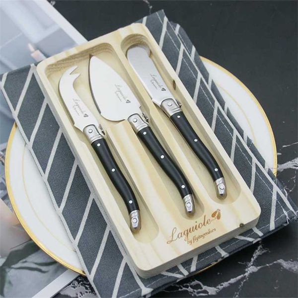 3 pezzi Laguiole Set di coltelli da formaggio Spalmatori per burro Coltelli da formaggio Raschietto Affettatrice Taglierina Arcobaleno rosso Fornitura per bar posate 5.9''15.9cm 211112