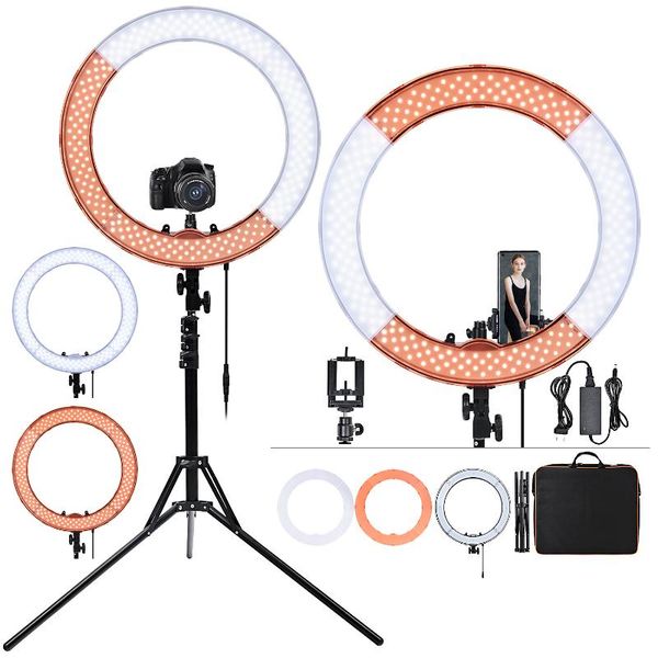 

cell phone mounts & holders fosoto rl-18 led ring light pography lamp 18 inch 55w ringlight with tripod stand for camera makeup youtube
