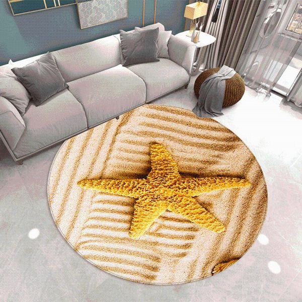 

carpets flannel round carpet bedroom living room sofa bed floor mat summer beach starfish printed household