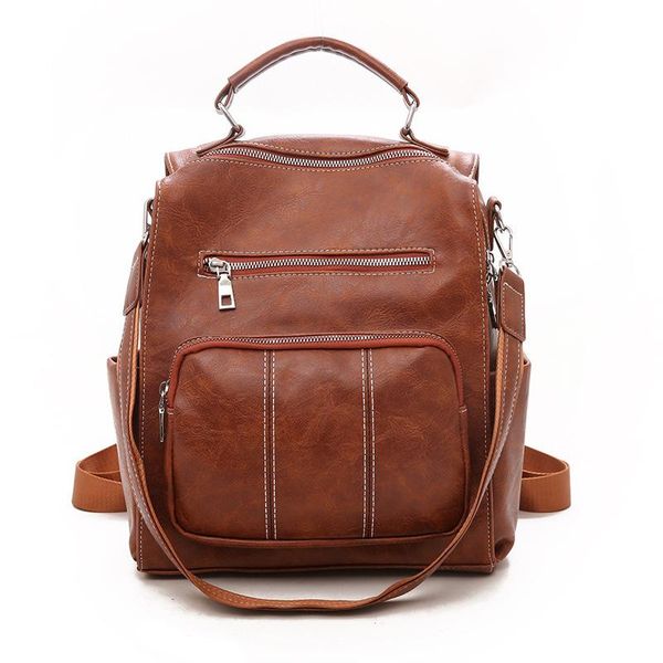 

outdoor bags pu leather backpack women trend briefcase retro style bag