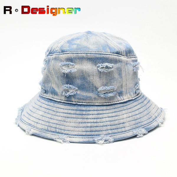

wide brim hats korean version of the trendy brand hip-hop men and women with same hat washed to make old cowboy bucket women's, Blue;gray