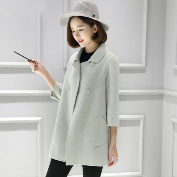 

women's wool & blends 100% real coat female fashion ladies winter jacket women clothes cashmere korean outerwear hiver msd987 8dnw, Black