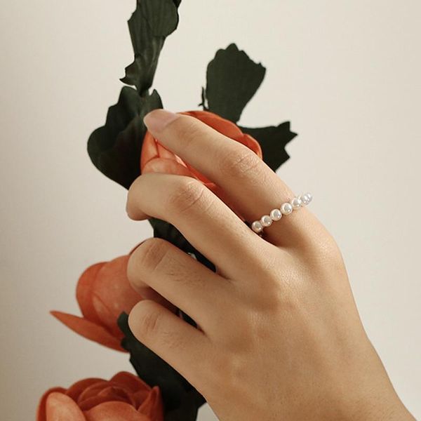 

100% freshwater pearl finger ring for women gold color jewelry gift cluster rings, Golden;silver