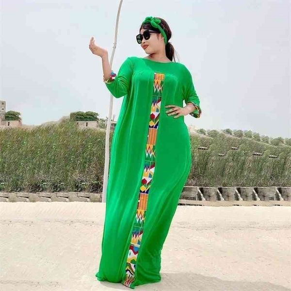 2 Stück Set Boho Lose Feste Dreiviertelärmel Lange Maxi Afrikanische Kleider Für Frauen Kaftan Dubai Abaya Hijab Muslim Kleid 210408
