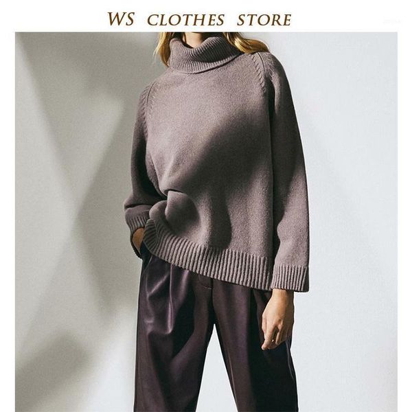 

autumn winter fashion turtleneck solid sweaters women brown oversize england style office lady casual wool ropa women's, White;black