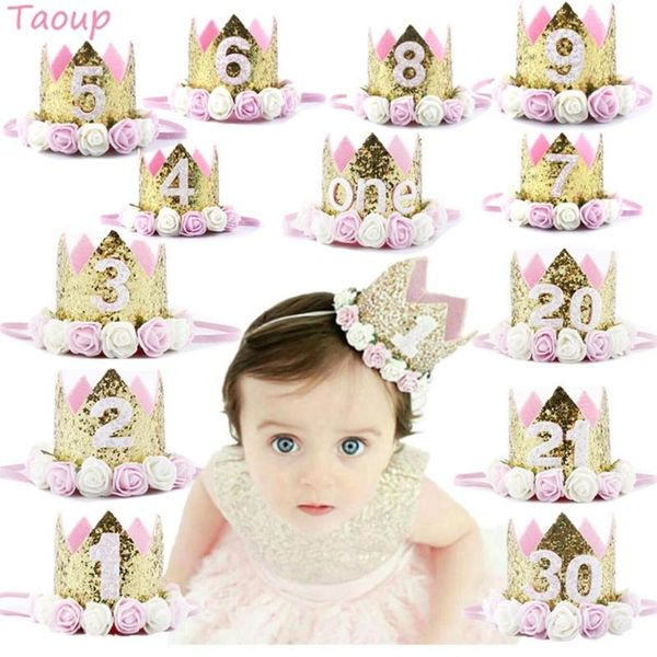 

party hats taoup 1pc one first birthday 1st 2nd 3rd crown number decors kids accessories born child