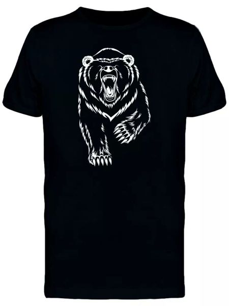 

grizzly bear white silhouette men's tee -image by shutterstock, White;black