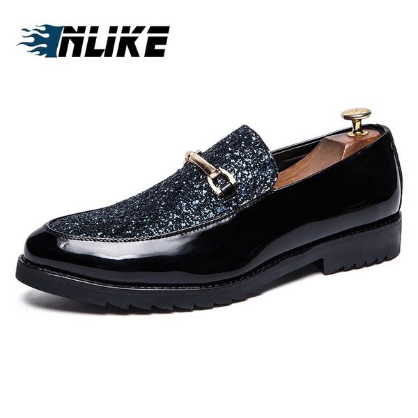 

dress shoes inlike men thick bottom luxury italian style fashion formal brand bring business leather, Black
