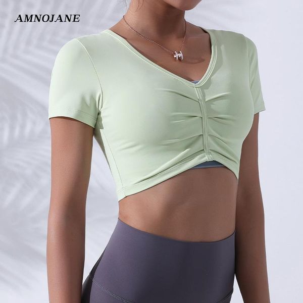 

yoga outfit sport crop cropped t shirt fitness singlet women tee femme workout gym clothing jacket active sports wear croptop