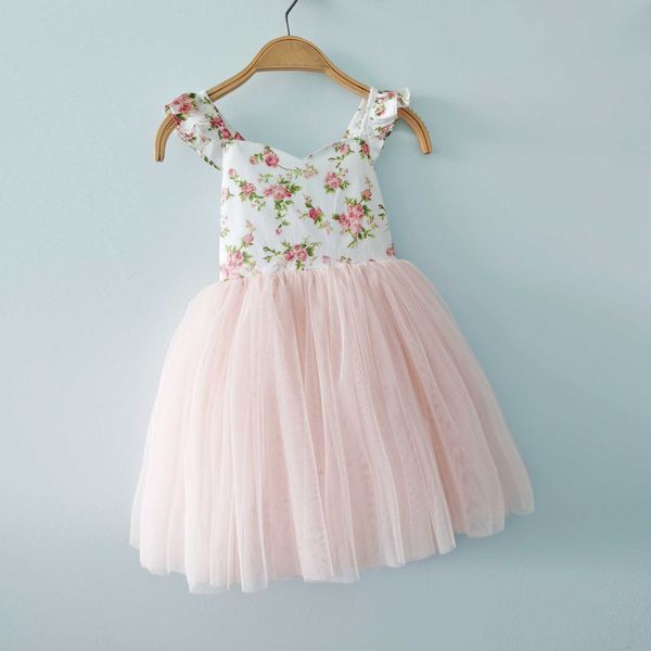 Flofallzique Baby Girls платье 2020 новейшая мода стиль ретро цветочный лепесток рукав принцесса пачка одежды на рождественскую вечеринку свадьба Q0716