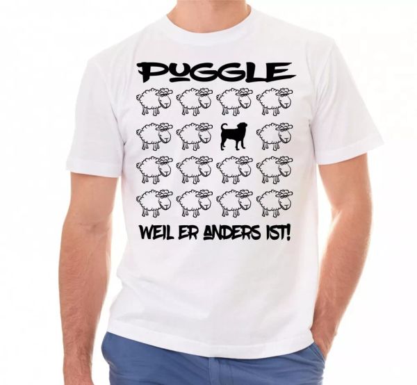 

puggle t-shirt black sheep men dog dog motif pug beagle mix, White;black