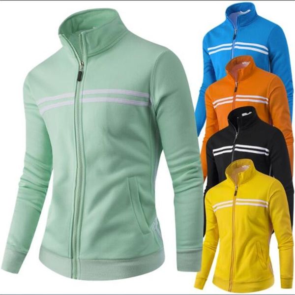 

women's jackets 2021 fashion baseball uniform women/men cotton stand collar striped long sleeve zipper jacket outdoor sport slim outerw, Black;brown