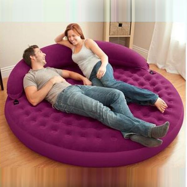 

camp furniture simple portable purple back half lying round sofa double folding inflatable lazy outdoor beach garden bed