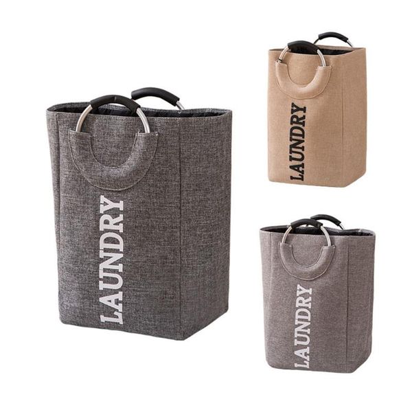 

laundry bags storage box, foldable household basket dirt clothes bag, coffee/dark gray 2021 arrivals