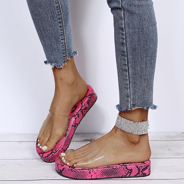 

wild women slipper waterproof platform2021 summer fashion thick bottom shoes royal snakeskin pattern outdoor slide slippers, Black