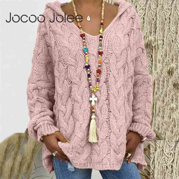 

women oversized twist knitted sweater casual solid hooded pullovers europe style jumpers streetwear women's clothes 210416, White;black