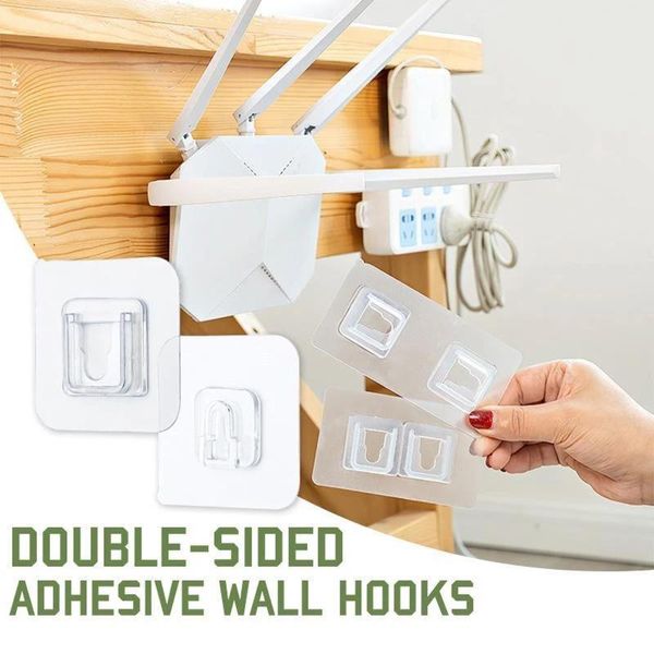 

wall hooks 13lb(max) transparent reusable seamless hooks,waterproof and oilproof,bathroom kitchen heavy duty self adhesive & rails