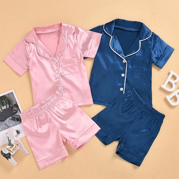 

toddler kids baby solid button pajamas sleepwear pants outfits sets clothing, White