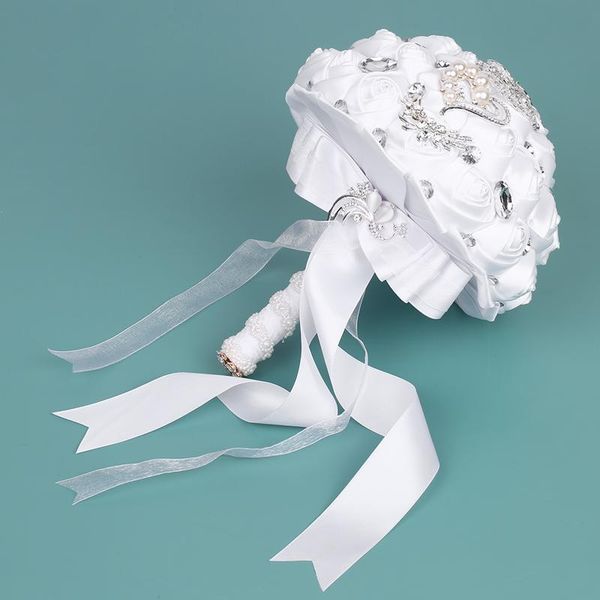 

artificial rose bouquet decorative flowers white bride bouquets for wedding home party decoration supplies 24cm & wreaths