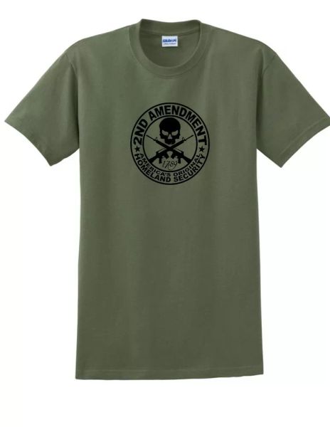 

second amendment original national security 2nd black military green t-shirt, White;black