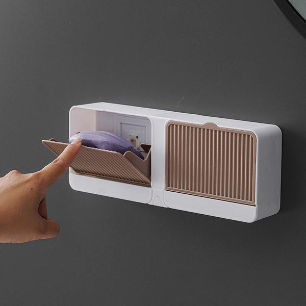 

soap dishes no punching wall hanging double lattice clamshell box toilet cover rack bathroom kitchen dish storage