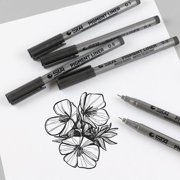 

gel pens 1pc black ink art outline hook line pen for clothing anime drawing