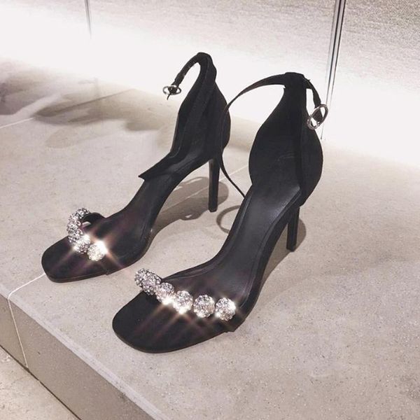

brands summer women bling rhinestones sandals high heels party dress shoes 34-40 drop ship, Black