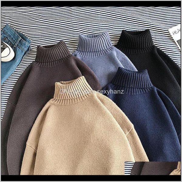 

clothing apparel drop delivery winter warm mens turtleneck solid color korean man casual knitter pullovers 2021 harajuku male sweaters 6cloy, White;black