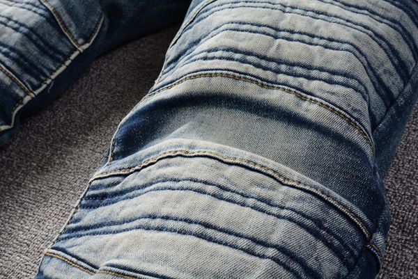

designer mans jeans hip hop slim leg letter knee wrinkles fashion man zipper decorate sewing splicing pants, Blue