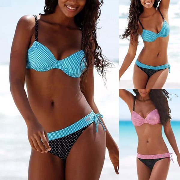 

women's swimwear ladies summer fashion push-up bikini low waist halter split vest two-piece beach crystal swimsuit set mujer biquini, White;black