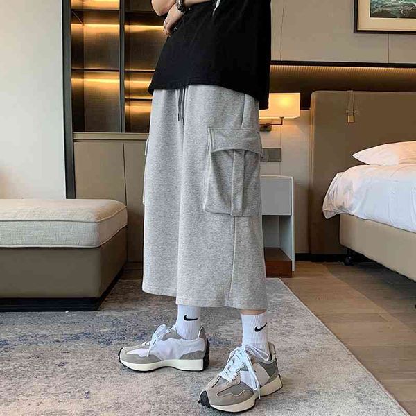 

men's pants summer sweatpants fashion black gray casual men streetwear loose hip-hop pocket wide-leg mens cargo 4kyd