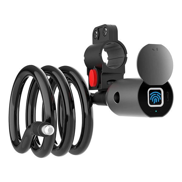 

steel cable smart lock usb charge bicycle bike accessoriesrint fingerprint lock ip65 waterproof anti-theft