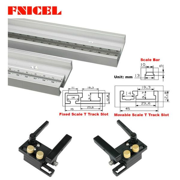

professional hand tool sets 400-800mm aluminum alloy t track slot with scale and miter smovable t-tracks router table saw woodworking di