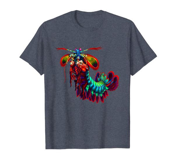 

rainbow peacock mantis shrimp t-shirt, White;black
