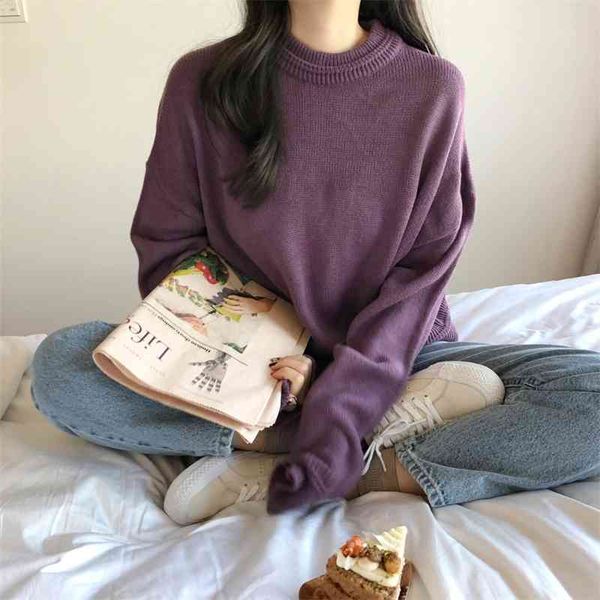 

purple women autumn winter jumpers european casual twist warm sweaters female sweater pull 210417, White;black