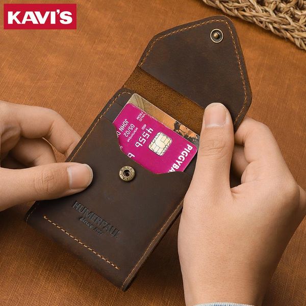 

card holders kavis fashion bussiness id holder genuine leather men wallet small money purses slim purse design, Brown;gray