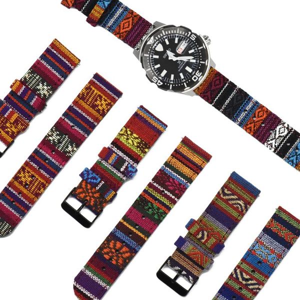 

watch bands fabric starp nylon 20mm 22mm for men women's watches bracelet wrist band, Black;brown