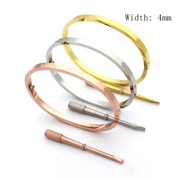 

4mm stainless steel love bracelets silver rose gold bracelet bangles women men screw screwdriver bangle couple channel jewelry with bubble, Black